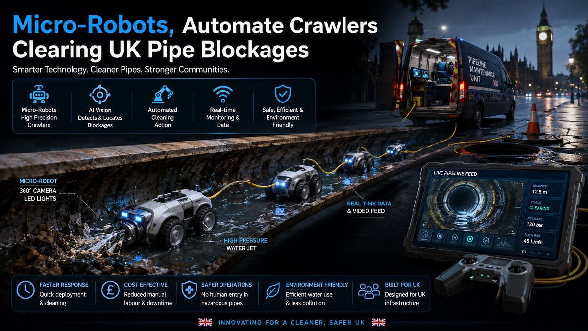 Micro-Robots, Automate Crawlers Clearing UK Pipe Blockages